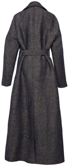 Long Wrap Coat, Dark Grey