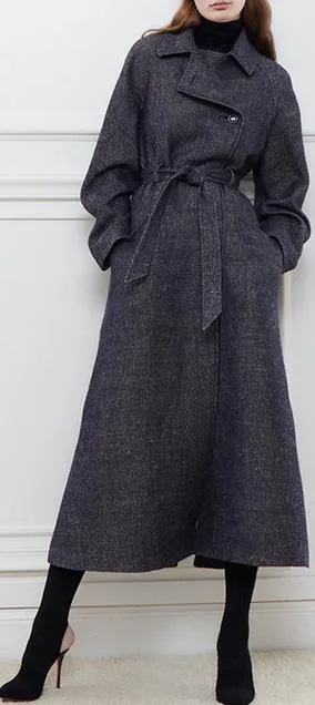 Long Wrap Coat, Dark Grey