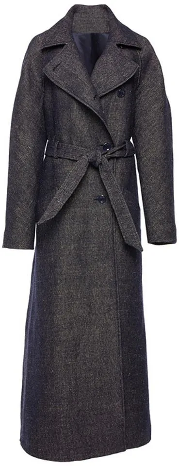 Long Wrap Coat, Dark Grey