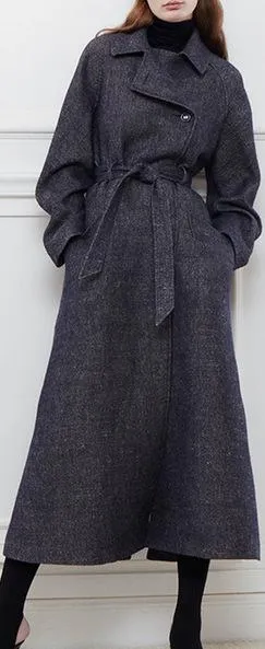 Long Wrap Coat, Dark Grey