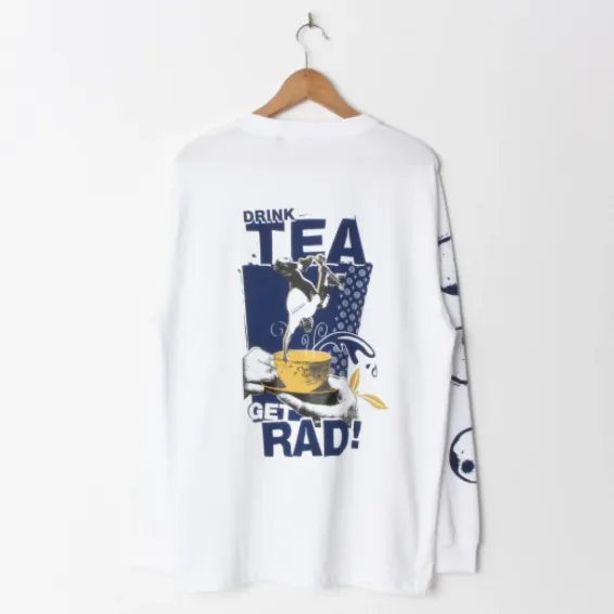 Lovenskate Drink Tea, Get Rad Longsleeve T-Shirt - White