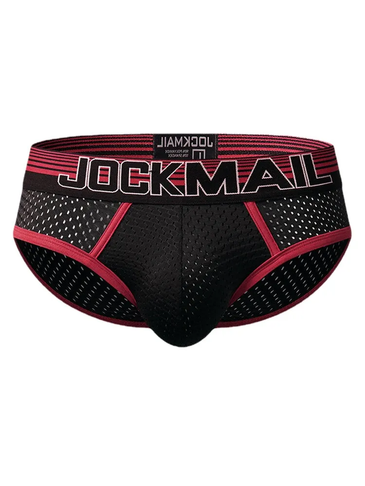 Men Mesh Breathable Underwear Patchwork Contrast Color U Convex Briefs