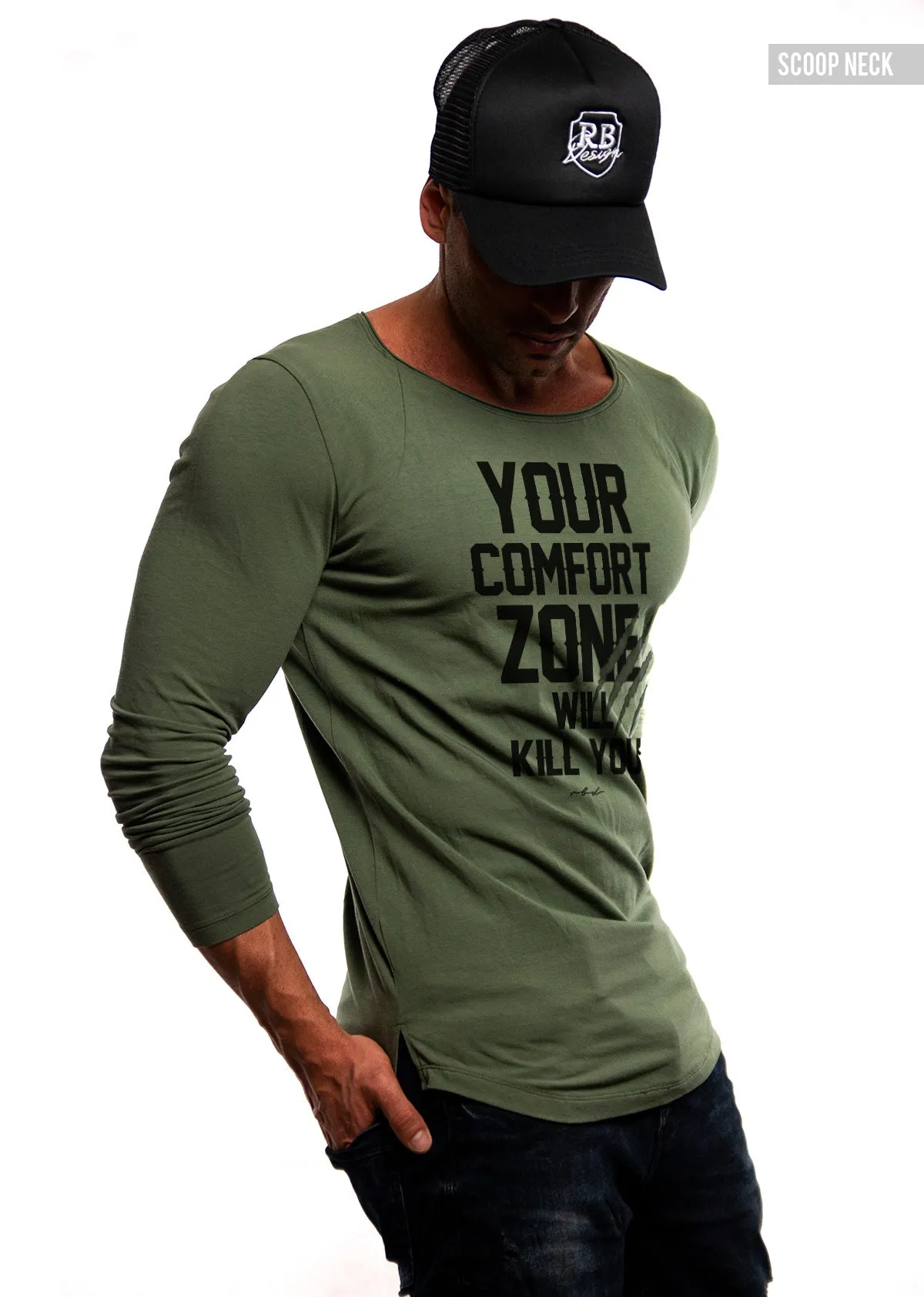 Mens Long Sleeve T-shirt "Comfort Zone Will Kill You" MD979