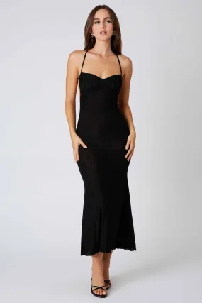 Mesh Cross Back Bodycon Maxi Dress