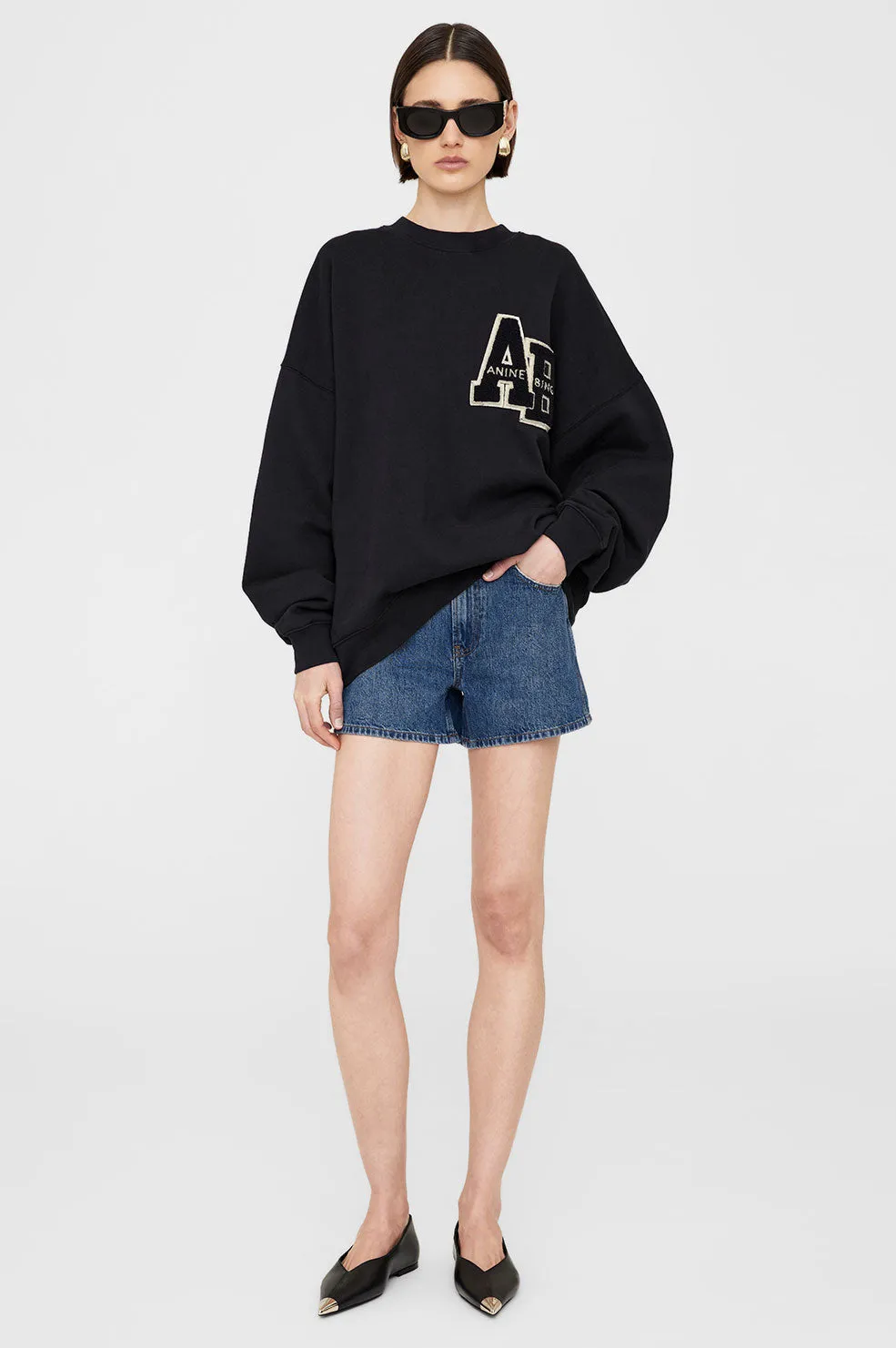 Miles Oversized Sweatshirt Letterman - Black