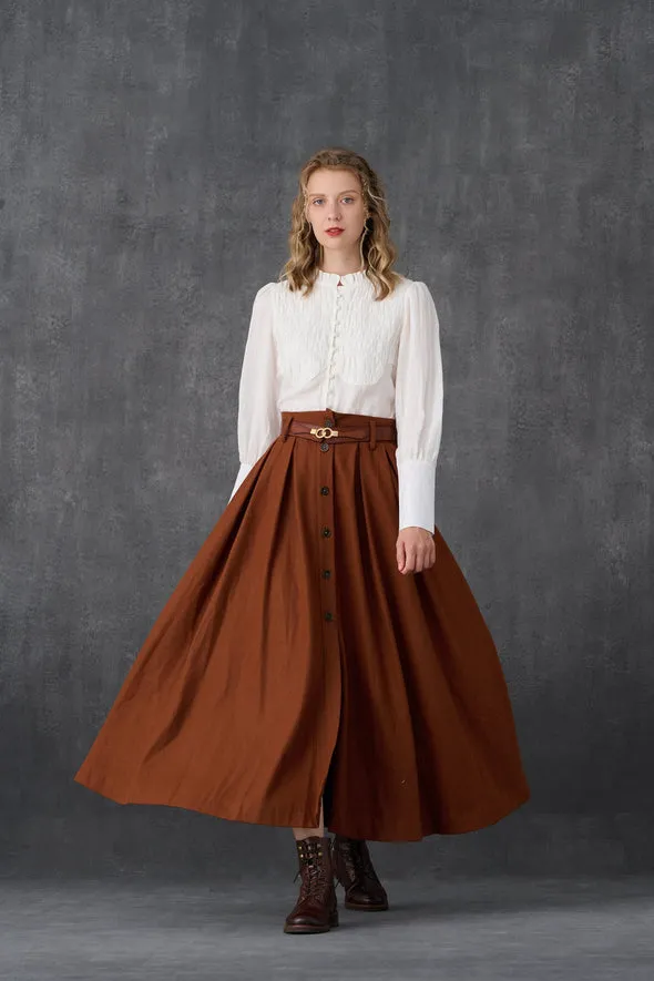 Naomi 33 | buttoned up wool skirt in brown