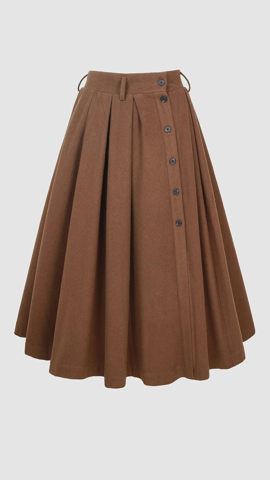 Naomi 33 | buttoned up wool skirt in brown