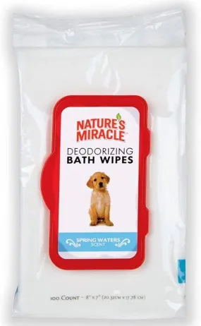 Natures Miracle Deodorizing Dog Bath Wipes Spring Waters - 100 count