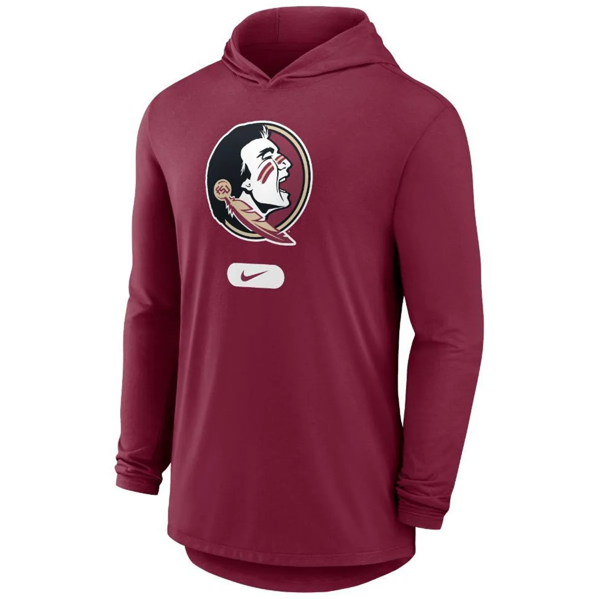 Nike Men's Seminole Logo Long Sleeve Lightweight Hooded Tri-blend T-shirt - Garnet