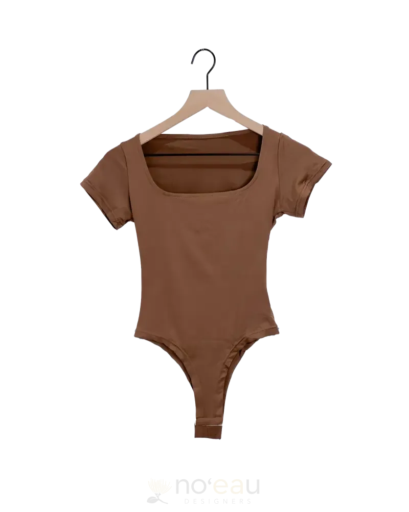 NOEAU - Square Collar Brown Thong Bodysuit