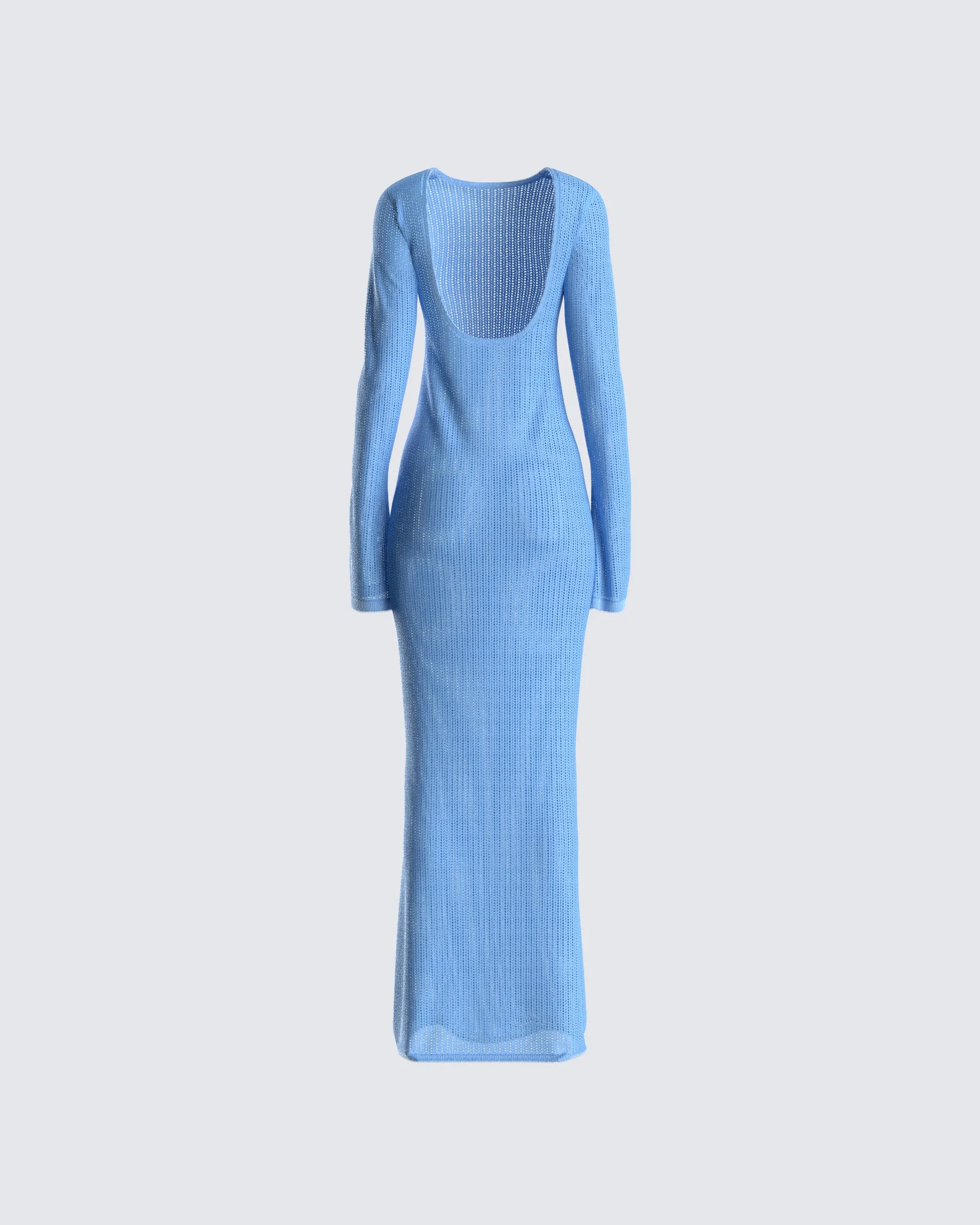 Oren Blue Sweater Knit Dress