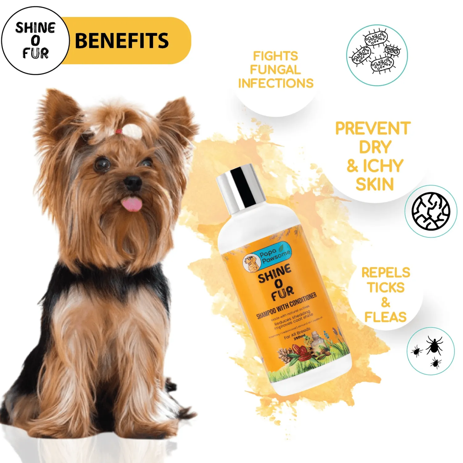 Papa Pawsome Shine O' Fur Shampoo with Conditioner for Dogs