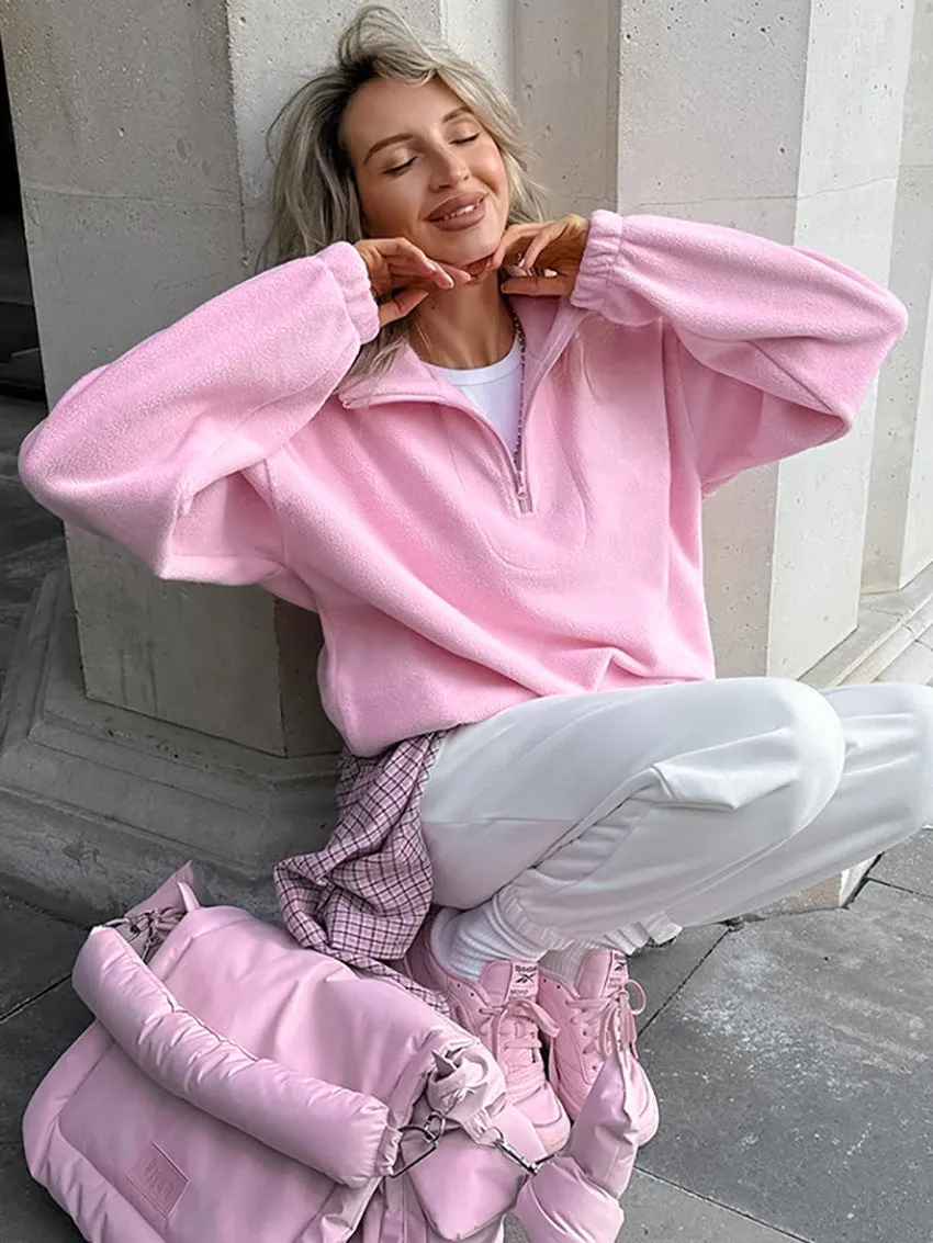 Pink Outerwear Sweatshirt