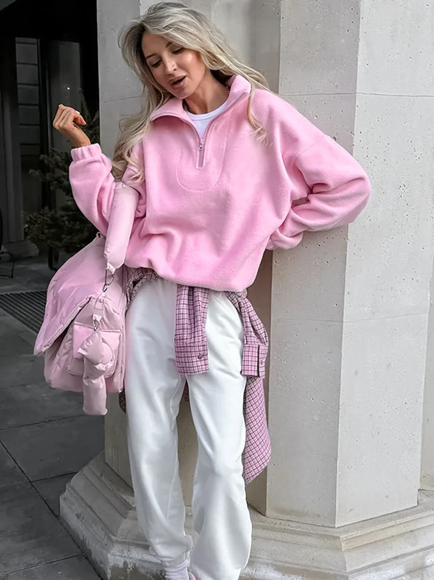 Pink Outerwear Sweatshirt