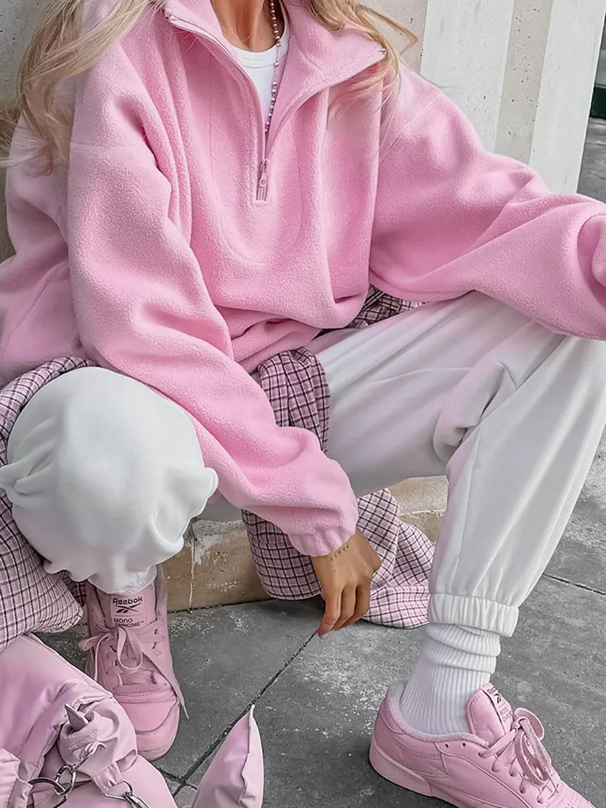 Pink Outerwear Sweatshirt