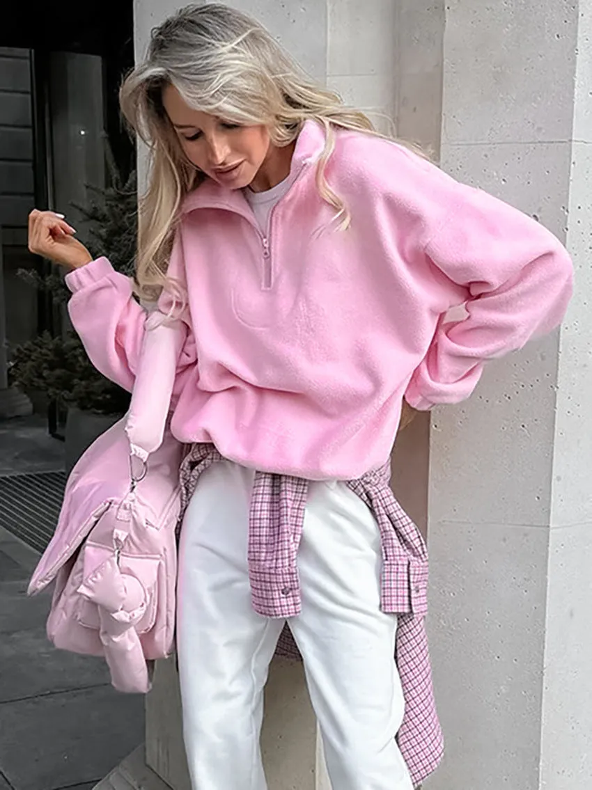 Pink Outerwear Sweatshirt