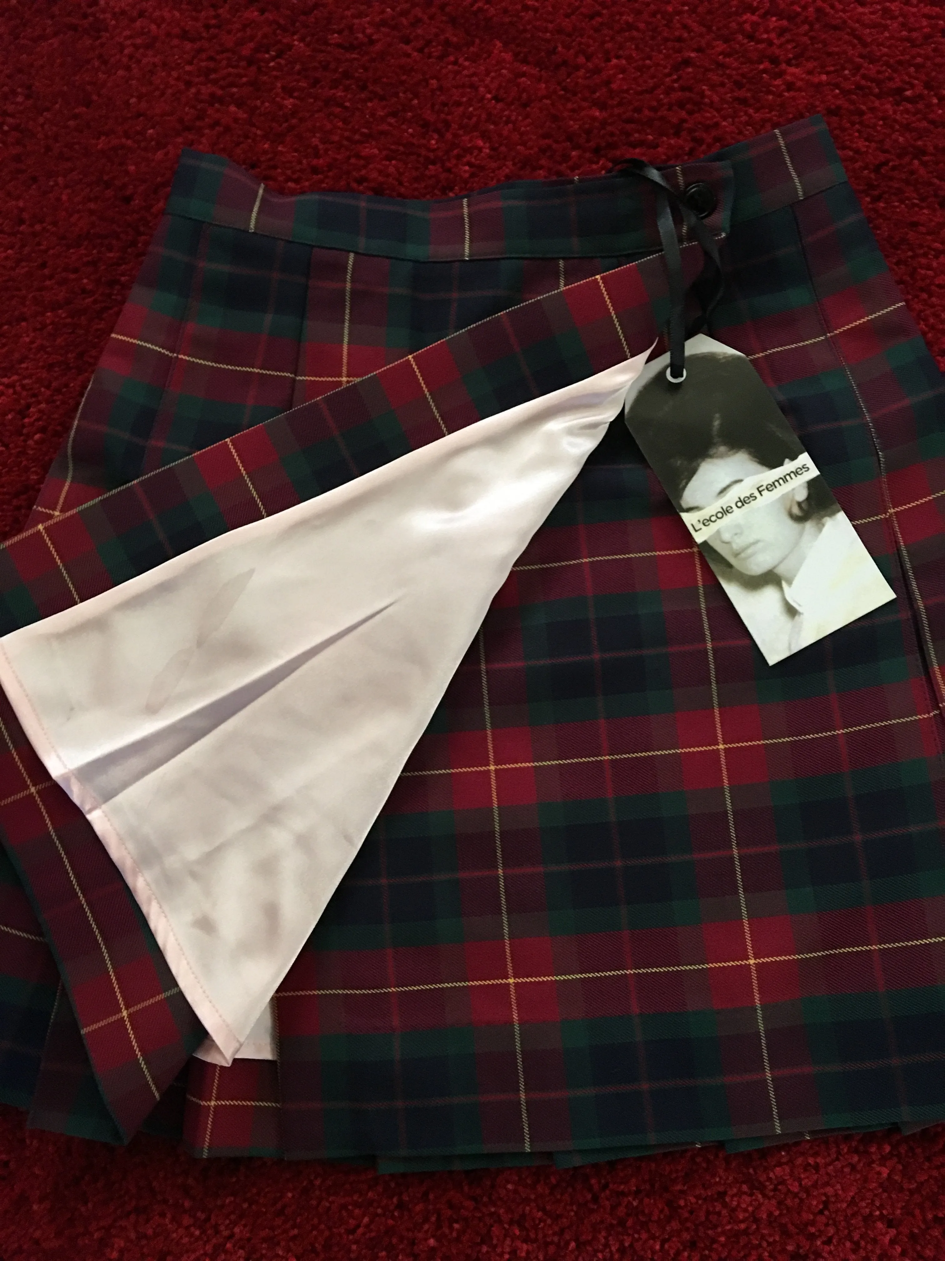 Plaid Pleated Schoolgirl Skirt (Red)