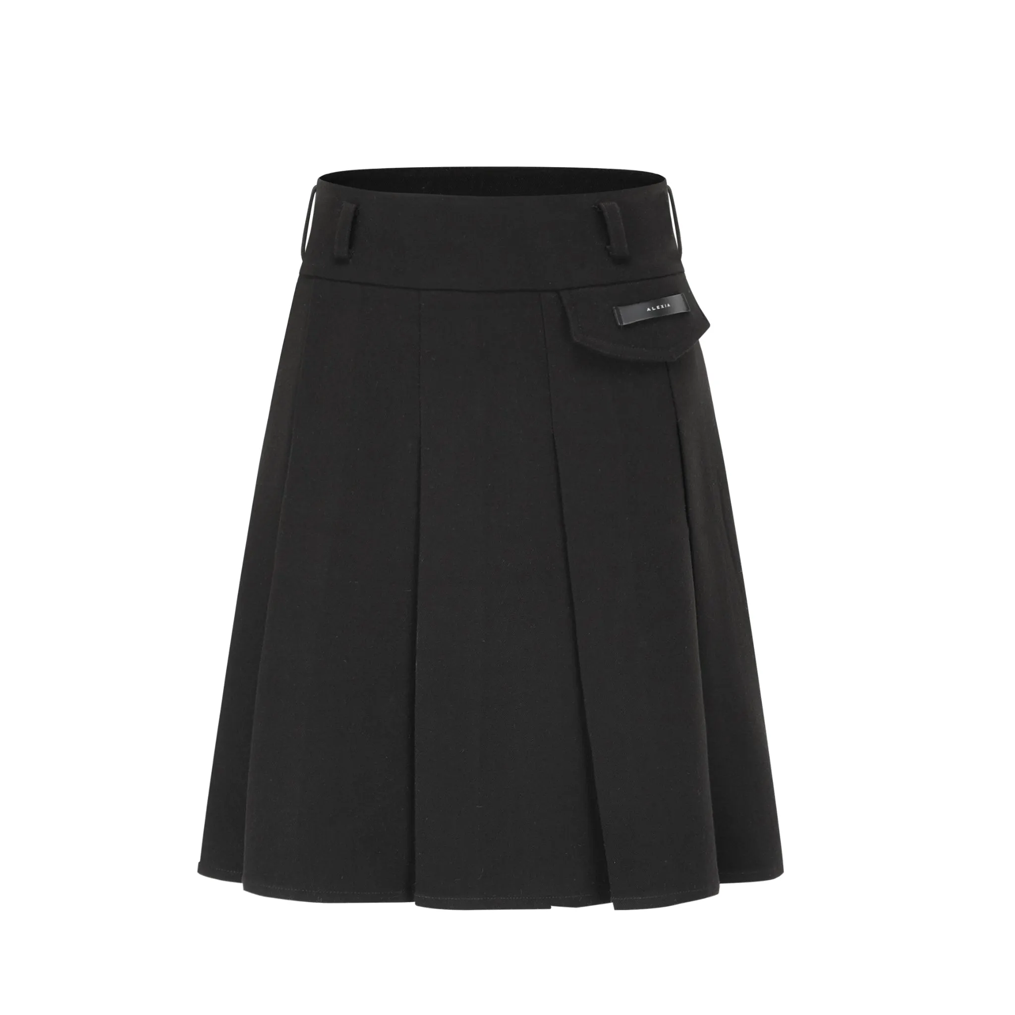 Pleated Medium Skirt in Black