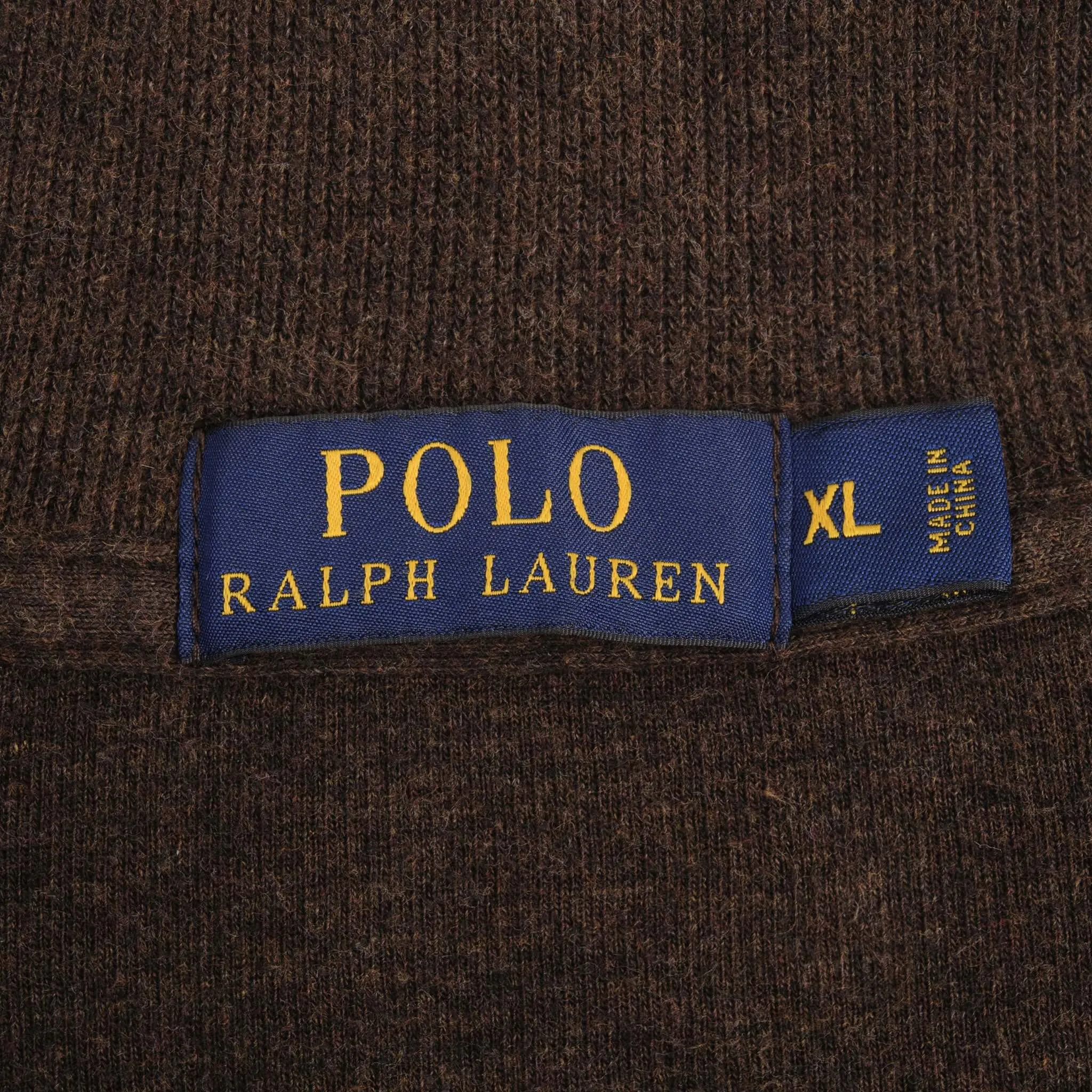 POLO RALPH LAUREN BROWN QUARTER 1/4 ZIP SWEATER SIZE XL