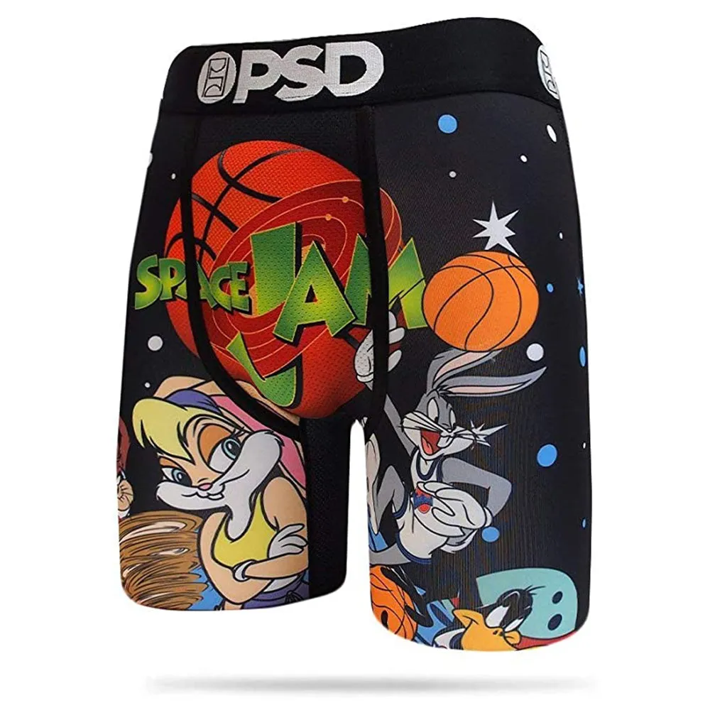 PSD Mens Space Jam Stretch Wide Band Boxer Brief Breathable Underwear - E31911075-BLK-L