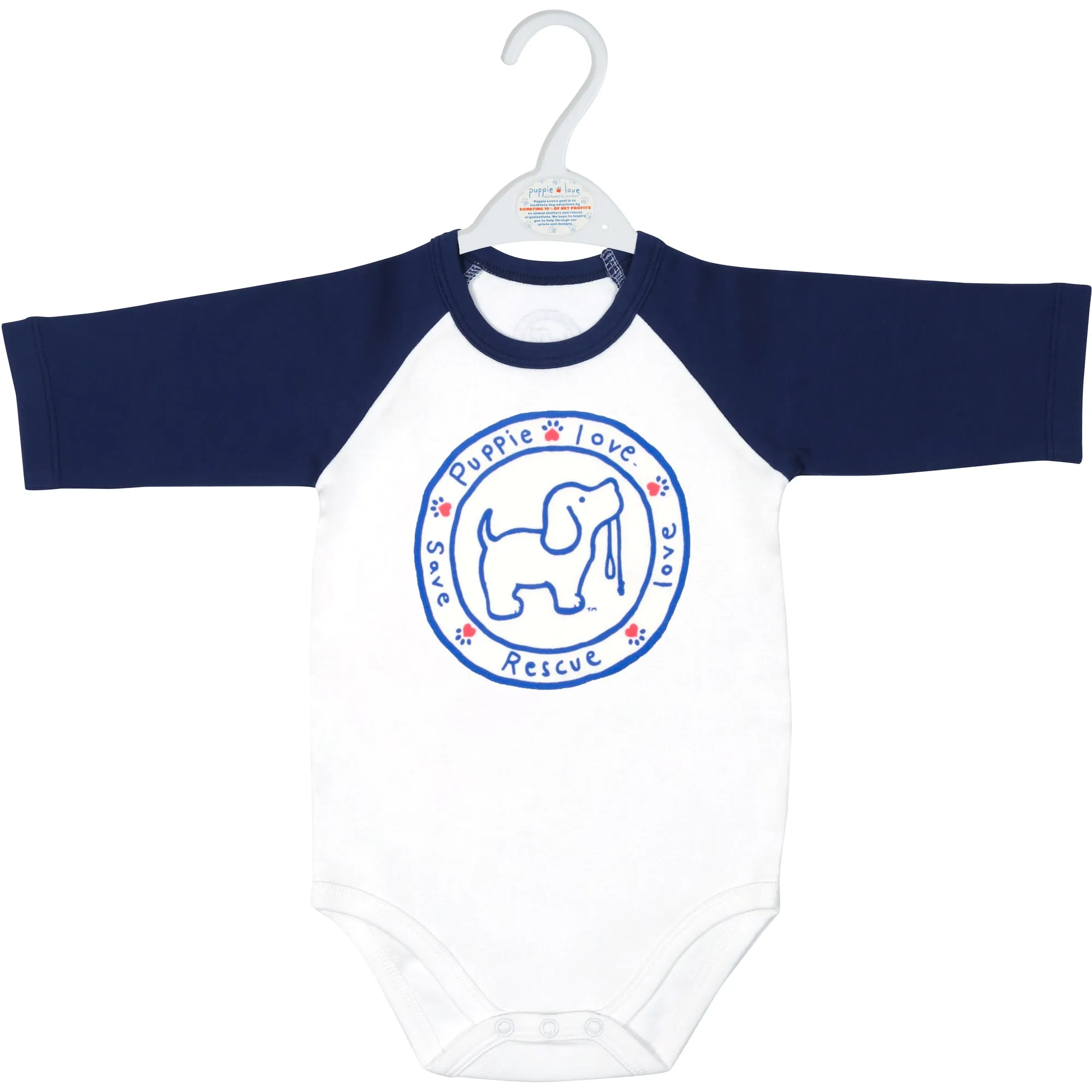 Puppie Love 3/4 Length Navy Sleeve Onesie