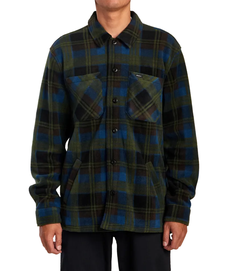 RVCA Yukon Hi Pile Fleece L/S Shirt-Hunter Green