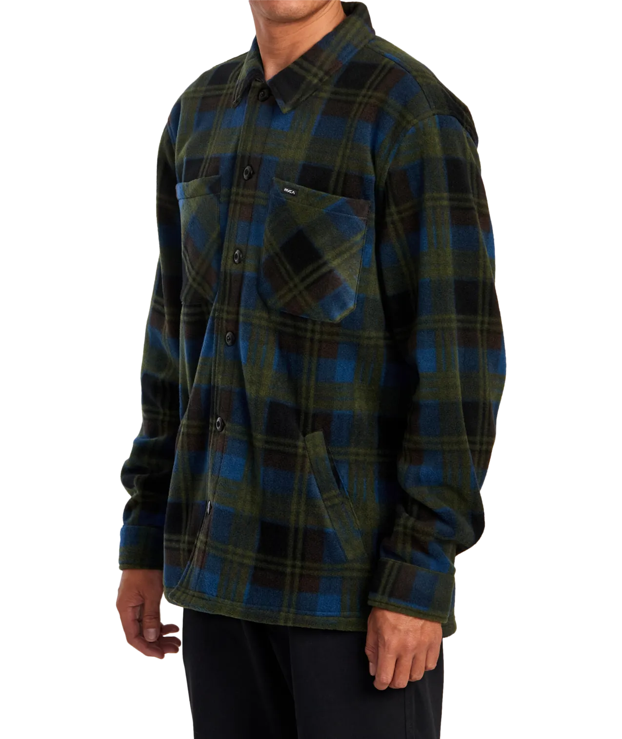 RVCA Yukon Hi Pile Fleece L/S Shirt-Hunter Green