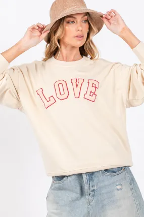 SAGE   FIG LOVE Path Applique Drop Shoulder Sweatshirt