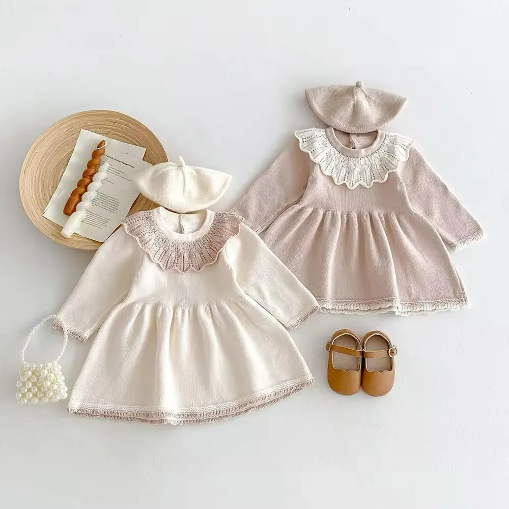 Scalloped Knit Dress - Cream