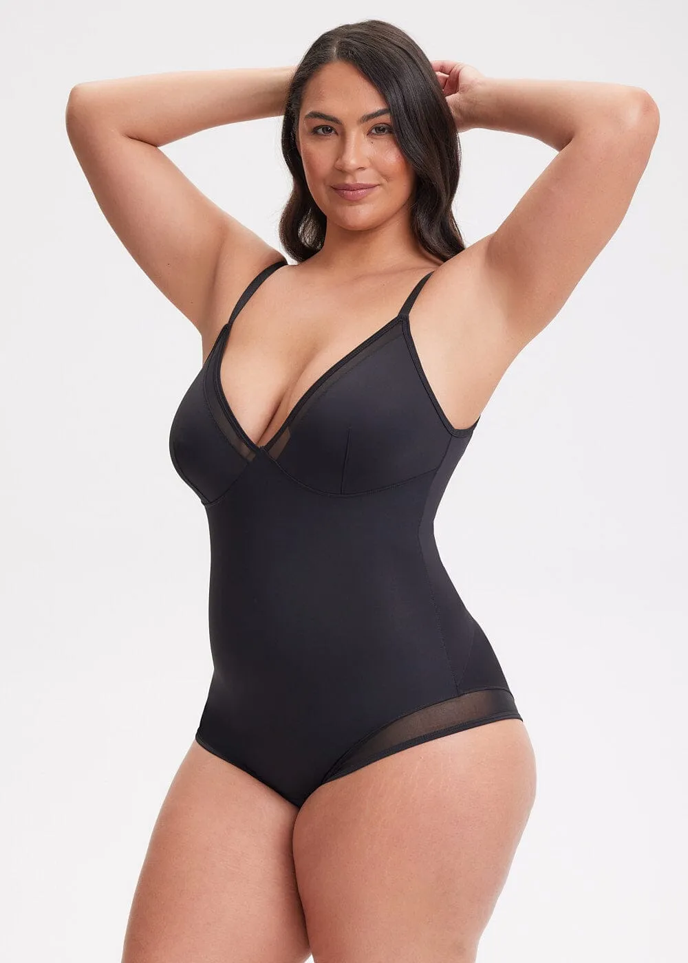 SculptingBodysuit V-Neck Mesh Brief