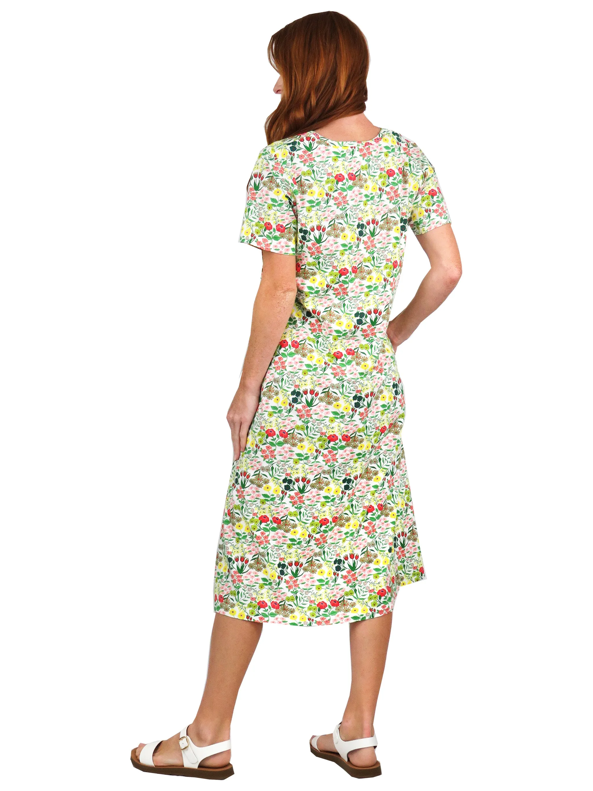 Short Sleeve Cotton Jersey Printed A-line Dress