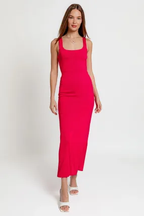 Sleeveless Open Back Bodycon Back Slit Maxi Dress