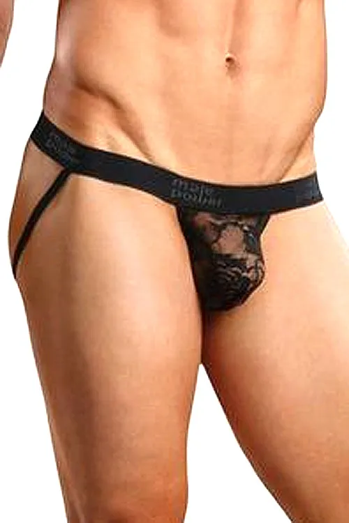 Stretch Lace Jockstrap Underwear - Black