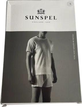 sunspel White Cellular Cotton Underwear T‑shirt UK S