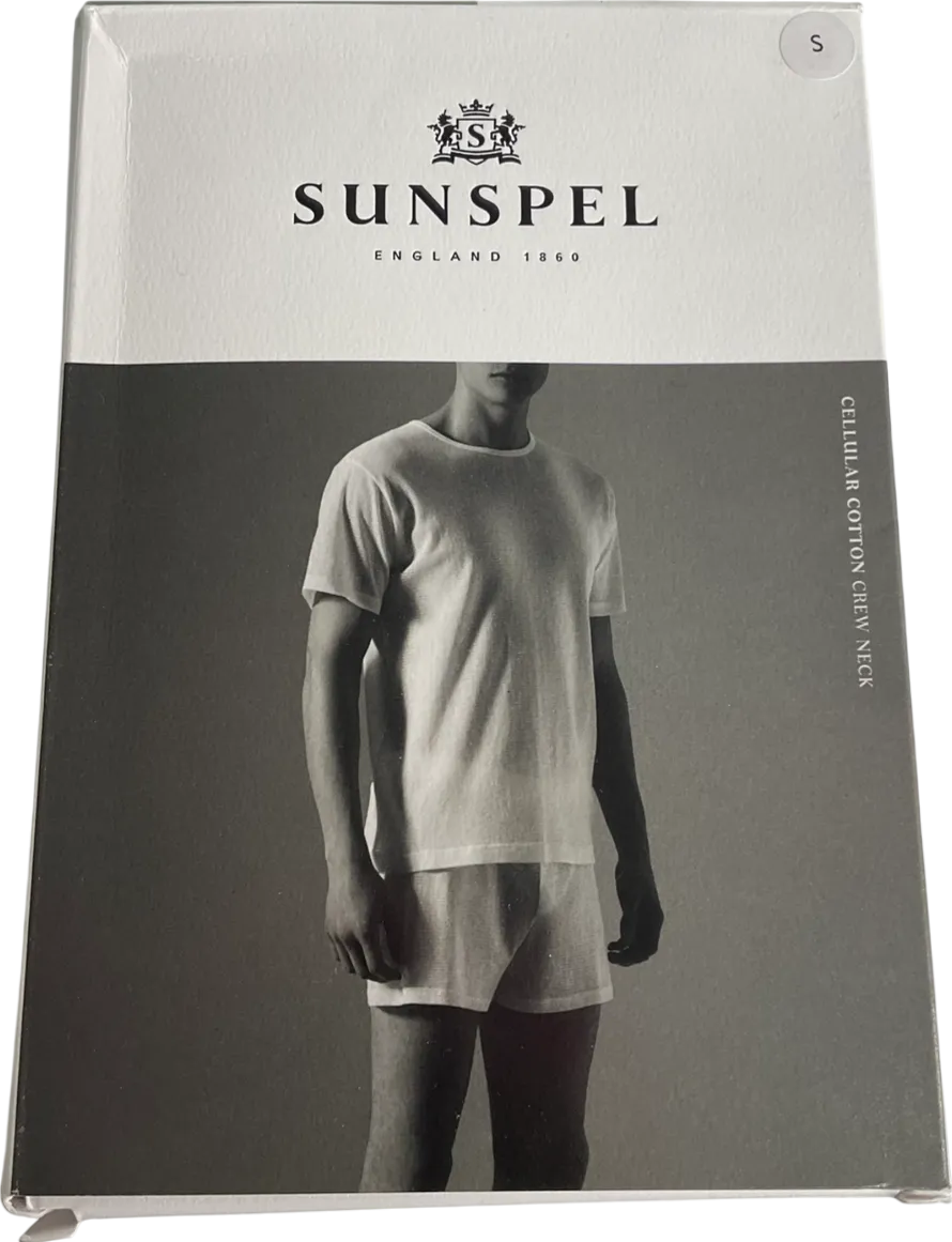 sunspel White Cellular Cotton Underwear T‑shirt UK S