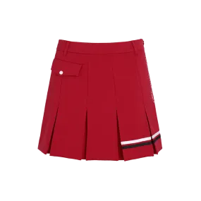 SVG Golf  Women's Red Striped Printed Pleated Skort