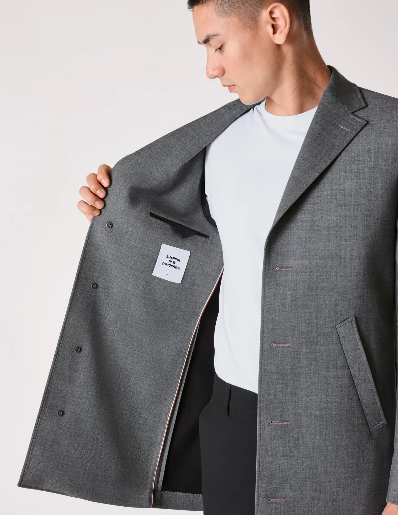 Tech Wool Coat Grey Melange