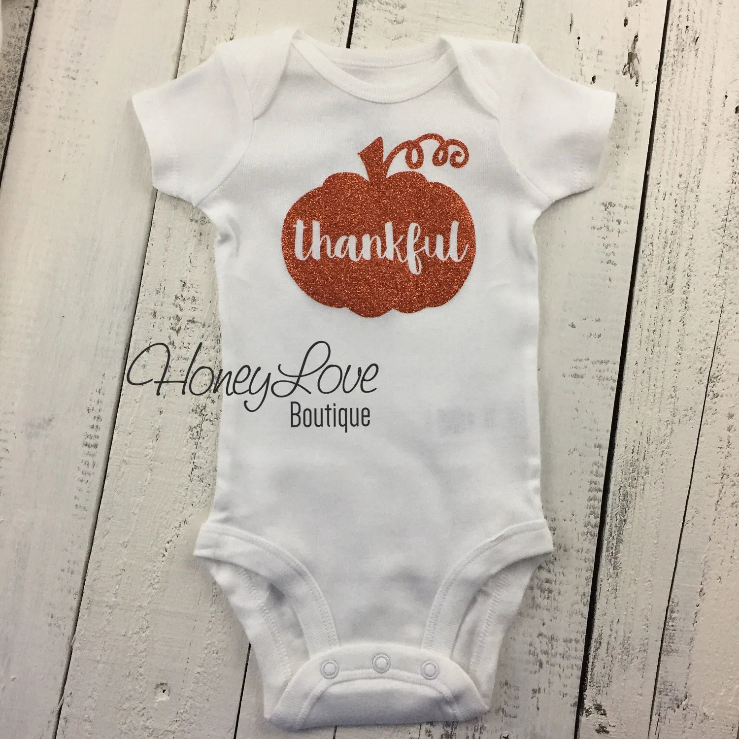 thankful Pumpkin - Orange glitter bodysuit