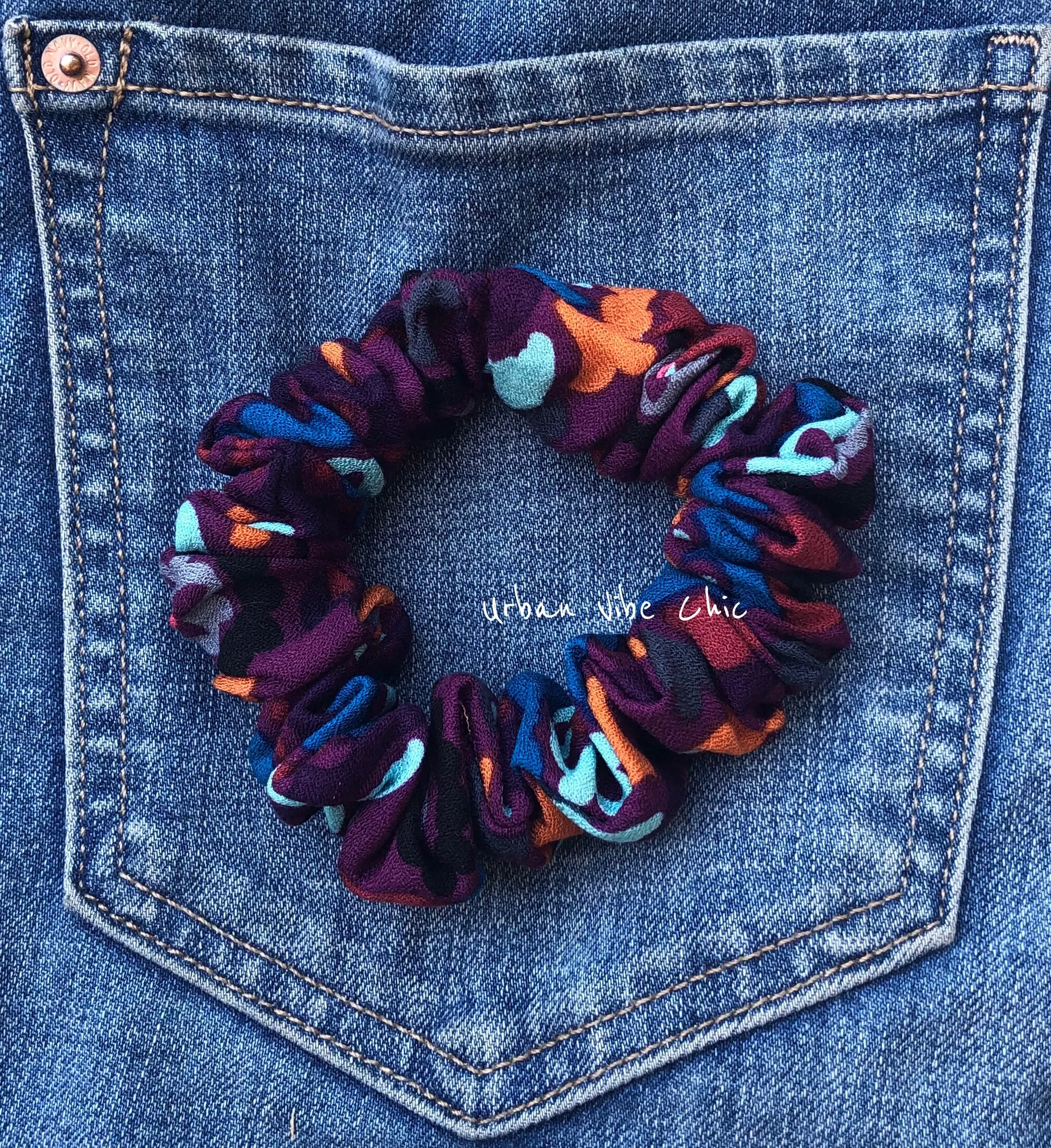 Unique Hair Scrunchies  - Burgundy Blush