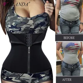 VASLANDA Neoprene Sweat Sauna Waist Trimmer Belt Body Shaper Abdominal Trainer Corset Fat Burning Sports Girdles Tummy Control Shapewear Straps Modeling Workout Fajas Colombianas Postpartum Recovery Slimming Underwear