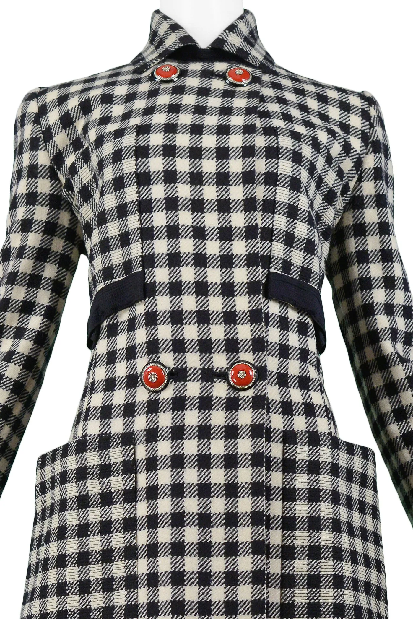 VERSACE BLACK & WHITE CHECK BEADED COAT 1990-91