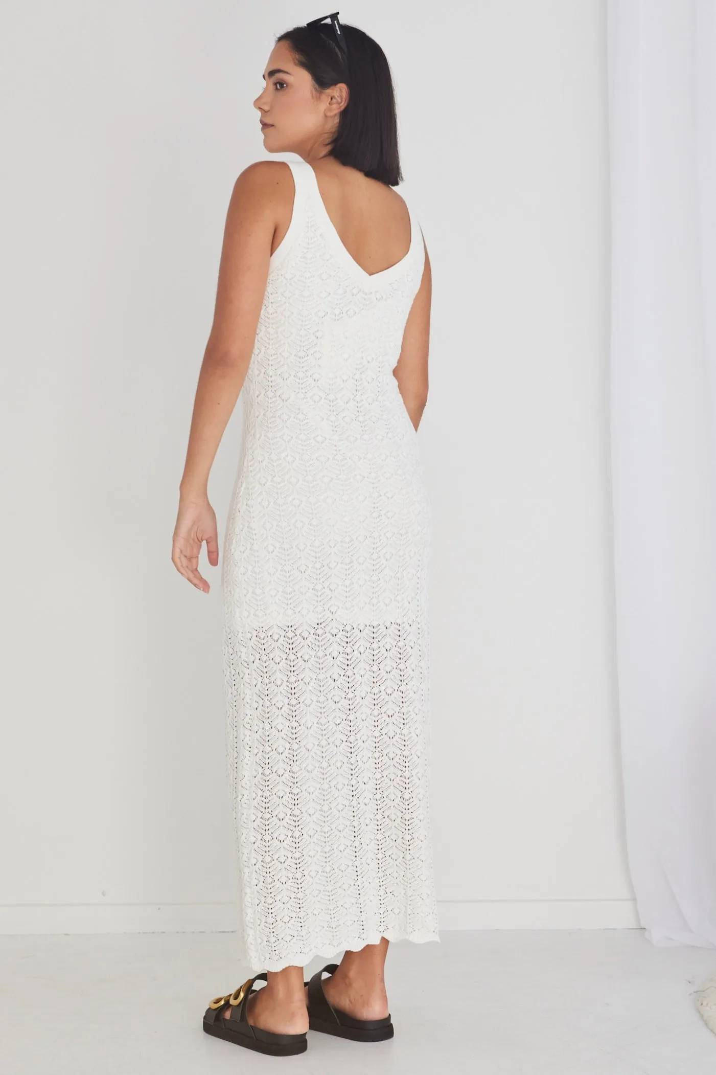 Voyage Ivory Crochet Knit Maxi Dress