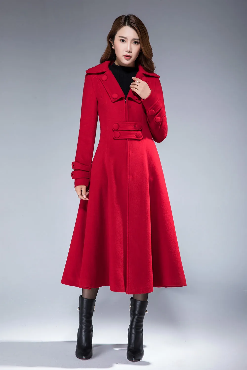 Winter wool coat, long wool coat 1858#