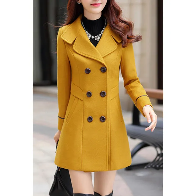 Women Fashionable Solid Color Slim Fit Warm Coat - WCT29157