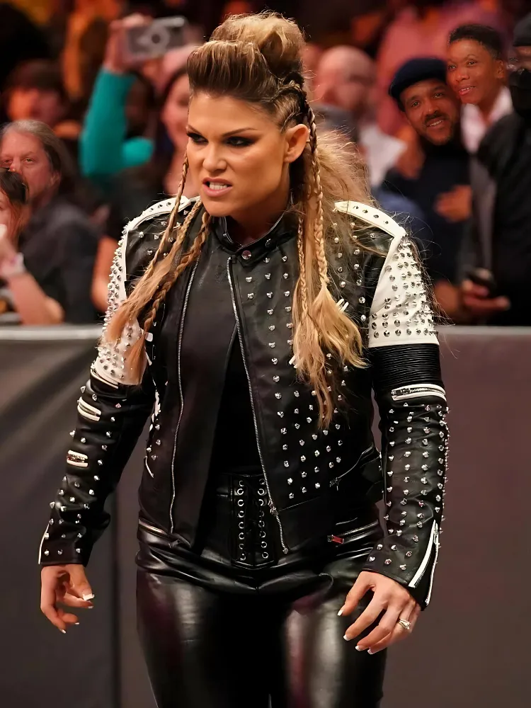 WWE Elizabeth Copeland Studded Black and White Jacket